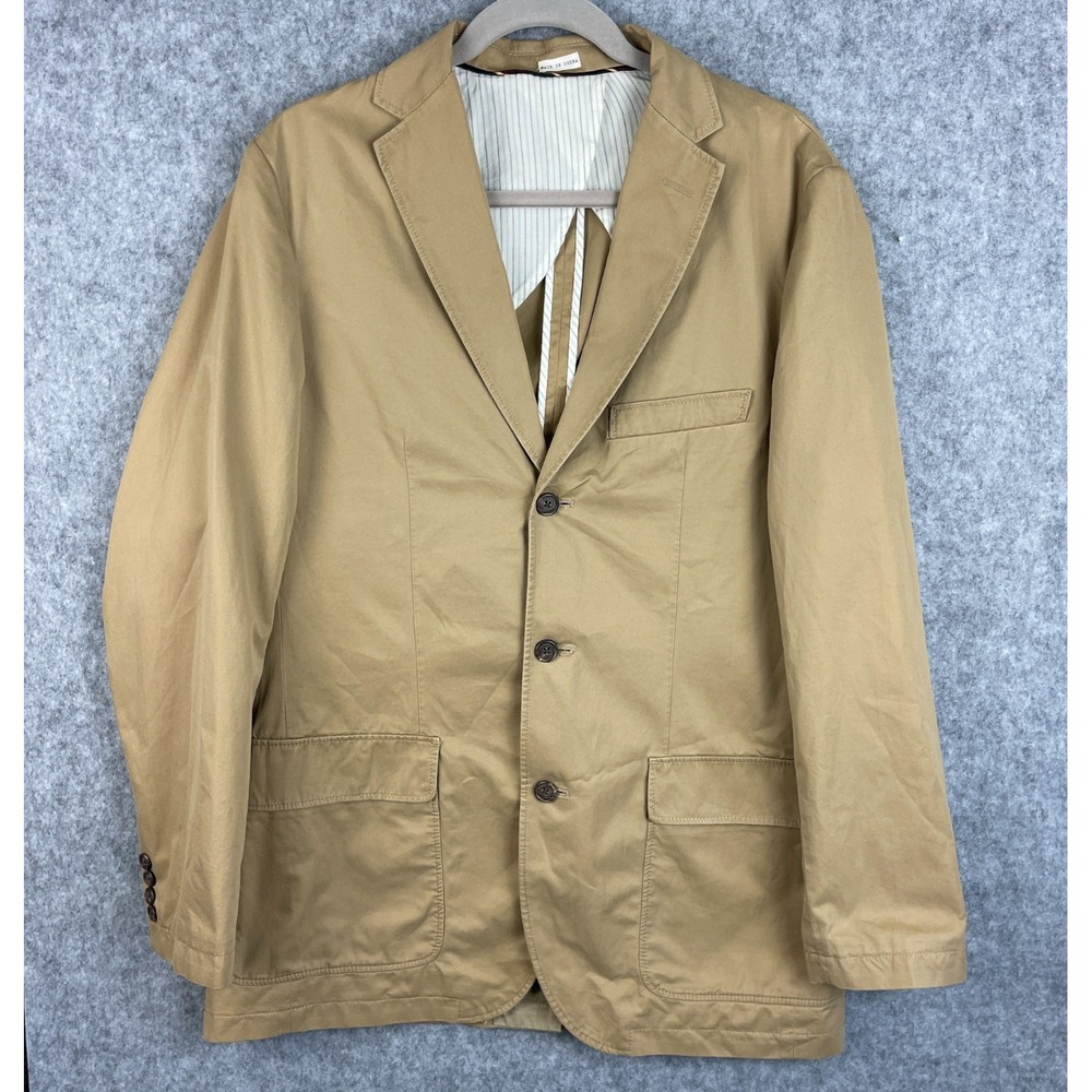 J.Crew Clayton Blazer Sport Coat Jacket Mens Medium Khaki Tan Camel 3 Button